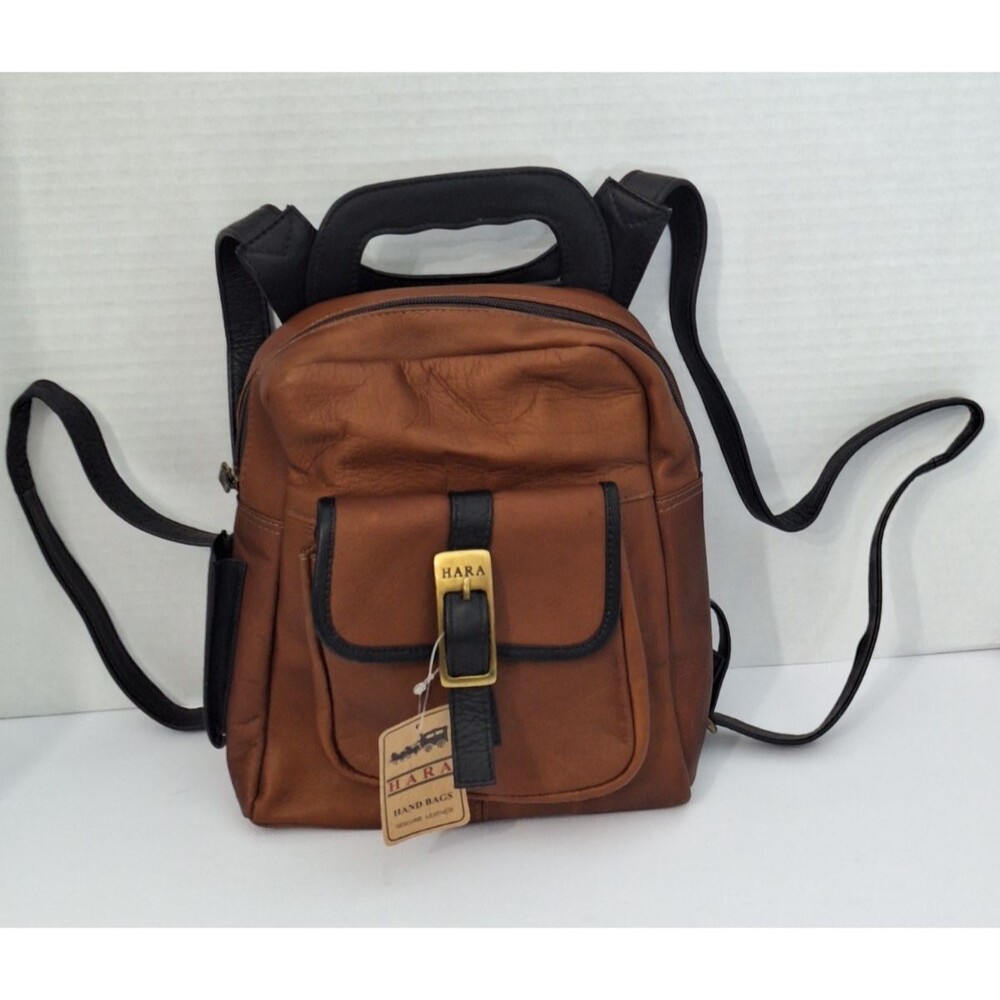 Vintage Hara Two Tone Mini Soft Leather Backpack Travel Western Bohemian NWT